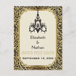 Carte Postale Faire-part Chandelier Art Déco mariage Save the Date