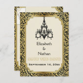 Carte Postale Faire-part Chandelier Art Déco mariage Save the Date (Devant / Derrière)