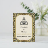 Carte Postale Faire-part Chandelier Art Déco mariage Save the Date (Debout devant)