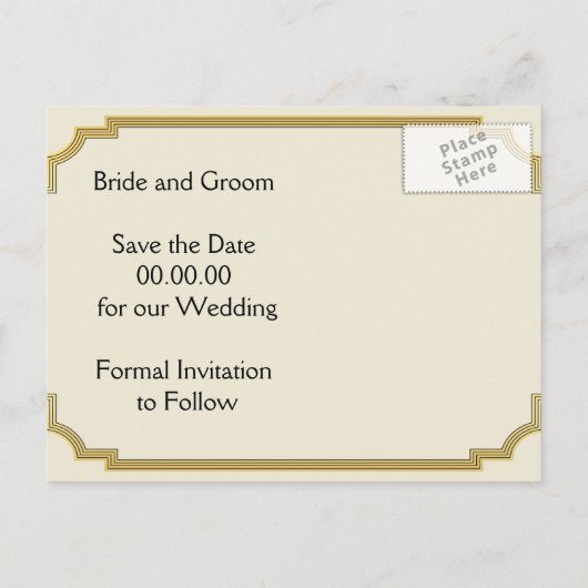 Carte Postale Faire-part Chandelier & mariage Art déco à la frontière Enreg (Dos)