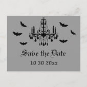 Carte Postale Faire-part Chandelier noir et Damask Enregistrer la date Cart (Devant)