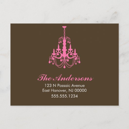 Carte Postale Faire-part Chandelier rose Moving Annonces (Devant)