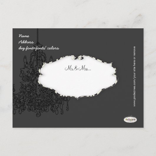 Carte Postale Faire-part Chandeliers PixDezines/garniture or/enregistrer la (Dos)