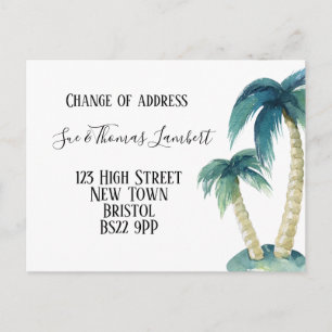 Carte Postale Faire-part Change of address tropical, palm tree, beach