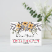 Carte Postale Faire-part Change of address we've moved grey & yellow floral (Debout devant)