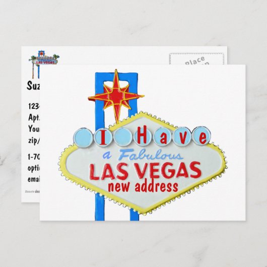 Carte Postale Faire-part Changement d'adresse à Las Vegas (Devant / Derrière)