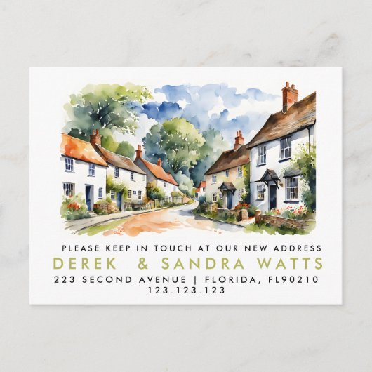 Carte Postale Faire-part changement d'adresse, annonce de déménagement vill (Devant)