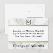 Carte Postale Faire-part Changement d'adresse avec aspect marbre blanc pers (Devant / Derrière)