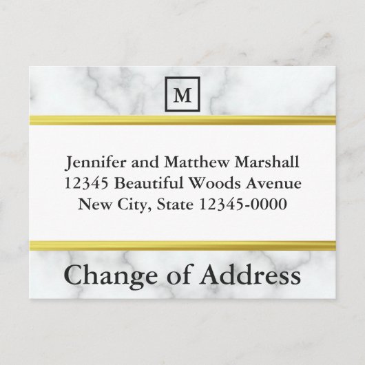 Carte Postale Faire-part Changement d'adresse avec aspect marbre blanc pers (Devant)