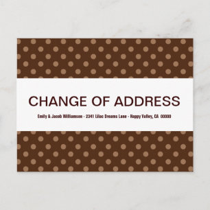 Carte Postale Faire-part Changement d'adresse Chocolat Marron pois V4