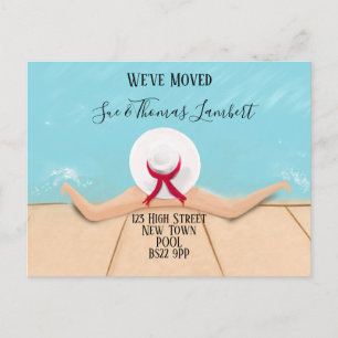 Carte Postale Faire-part Changement d'adresse côté PISCINE