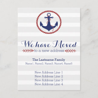 Carte Postale Faire-part Changement d'adresse d'ancre nautique
