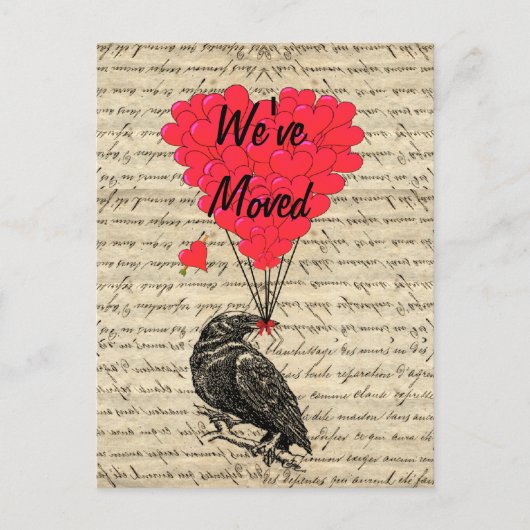 Carte Postale Faire-part Changement d'adresse de corbeau drôle (Devant)