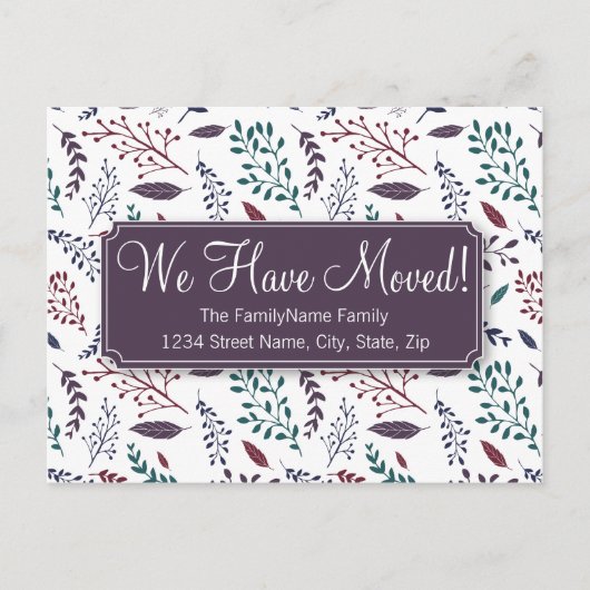 Carte Postale Faire-part Changement d'adresse de feuille en baisse (Devant)