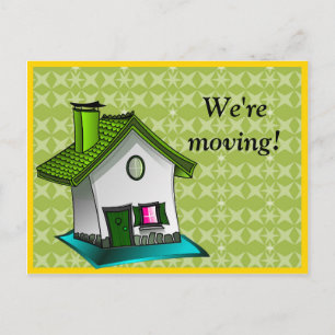 Carte Postale Faire-part Changement d'adresse de la Maison Verte et Blanche