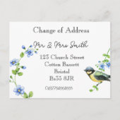 Carte Postale Faire-part Changement d'adresse de l'oiseau d'aquarelle (Devant)