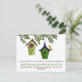 Carte Postale Faire-part Changement d'adresse des boîtes à oiseaux que nous (Debout devant)