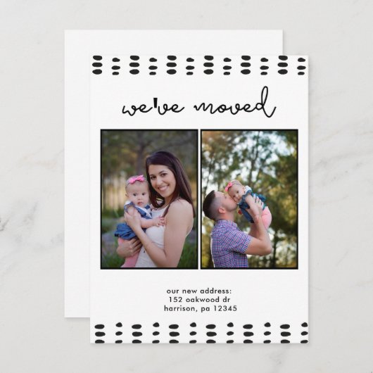 Carte Postale Faire-part Changement d'adresse Double Ajouter une photo noir (Devant / Derrière)
