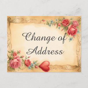 Carte Postale Faire-part Changement d'adresse élégant avec fond floral en s
