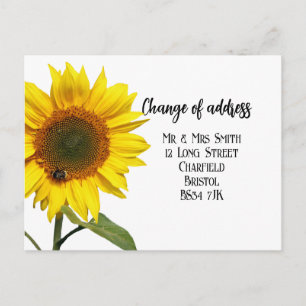 Carte Postale Faire-part Changement d'adresse Elegant Sunflower Postcard