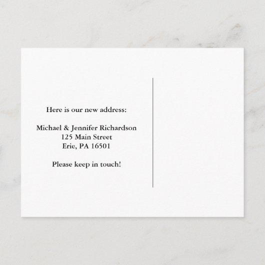 Carte Postale Faire-part Changement d'adresse en bois marron rustique et oi (Dos)