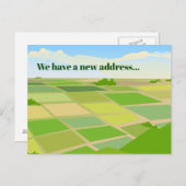 Carte Postale Faire-part Changement d'adresse Ferme Champs de la maison (Devant / Derrière)