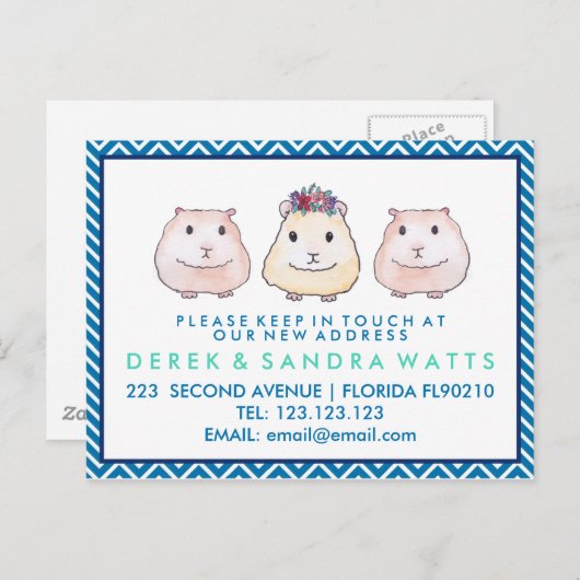 Carte Postale Faire-part Changement d'adresse nous avons déménagé cochon d' (Devant / Derrière)