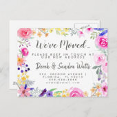 Carte Postale Faire-part Changement d'adresse nous avons déménagé floral aq (Devant / Derrière)