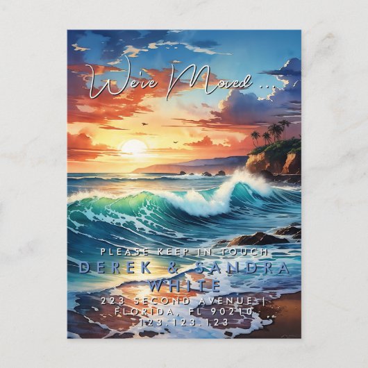 Carte Postale Faire-part Changement d'adresse nous avons déménagé mer océan (Devant)