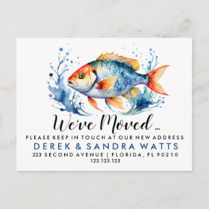 Carte Postale Faire-part Changement d'adresse nous avons déménagé poisson a