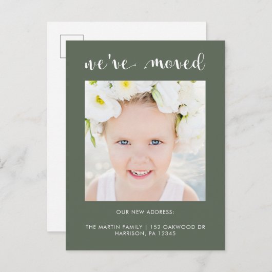 Carte Postale Faire-part Changement d'adresse photo simple et élégant (Devant / Derrière)