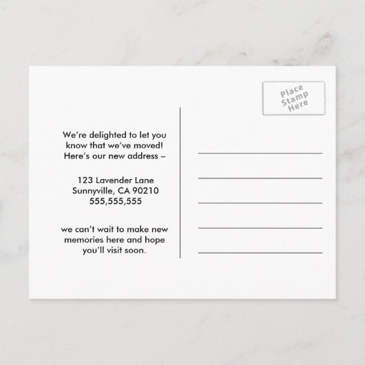 Carte Postale Faire-part Changement d'adresse que nous avons déplacé avec c (Dos)