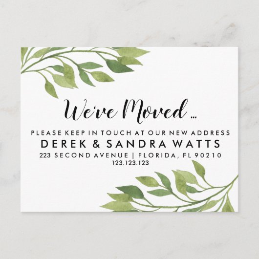 Carte Postale Faire-part Changement d'adresse que nous avons déplacé botani (Devant)
