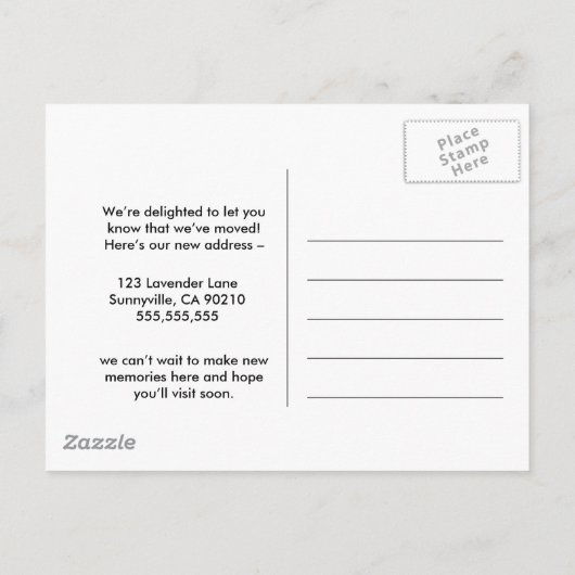 Carte Postale Faire-part Changement d'adresse que nous avons déplacé maison (Dos)