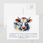 Carte Postale Faire-part changement d'adresse que nous avons déplacé vache  (Devant / Derrière)