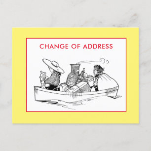 Carte Postale Faire-part Changement d'adresse Voyageurs de bateaux Vintages