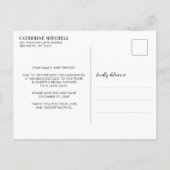 Carte Postale Faire-part Changement de date de douche de mariée Typographie (Dos)