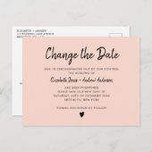 Carte Postale Faire-part Changement de Date Écriture Calligraphique Minimal (Devant / Derrière)