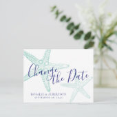 Carte Postale Faire-part Changement de date Mariage de Starfish Turquoise B (Debout devant)