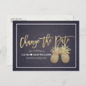Carte Postale Faire-part Changement de date Report de mariage Ananas (Devant / Derrière)