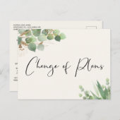 Carte Postale Faire-part Changement de plan Mariage plus petit Crème Eucaly (Devant / Derrière)