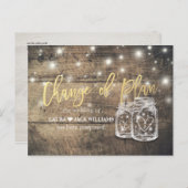 CARTE POSTALE FAIRE-PART CHANGEMENT DE PLAN MARIAGE POSTPONEMENT MASON JAR (Devant / Derrière)