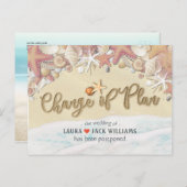 Carte Postale Faire-part Changement De Plan Mariage Report Plage D'Été (Devant / Derrière)