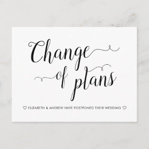 Carte Postale Faire-part Changement de plans Annulation Report de mariage