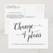 Carte Postale Faire-part Changement de plans Annulation Report de mariage (Devant / Derrière)