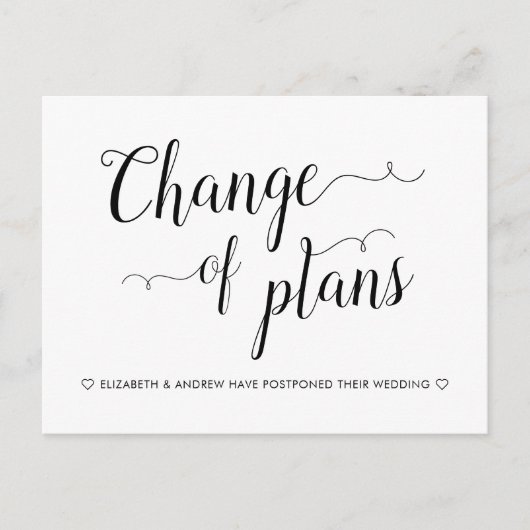 Carte Postale Faire-part Changement de plans Annulation Report de mariage (Devant)
