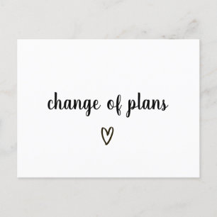Carte Postale Faire-part Changement de plans cœur noir et blanc reporté