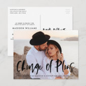 Carte Postale Faire-part Changement de plans de mariage écriture pinceau gr (Devant / Derrière)