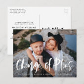 Carte Postale Faire-part Changement de plans de photo de script de pinceau  (Devant / Derrière)