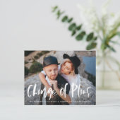 Carte Postale Faire-part Changement de plans de photo de script de pinceau  (Debout devant)